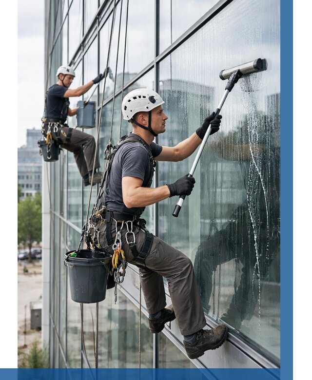 Мойка витражей альпинистами в Москве от 714 р. под ключ|ВЫСОТНИКМск
