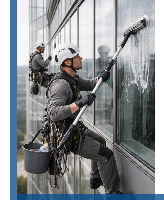 Высотная мойка сплошного остекления с выездом в Москве