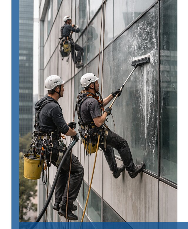 Профессиональная высотная мойка фасадов зданий в Москве
