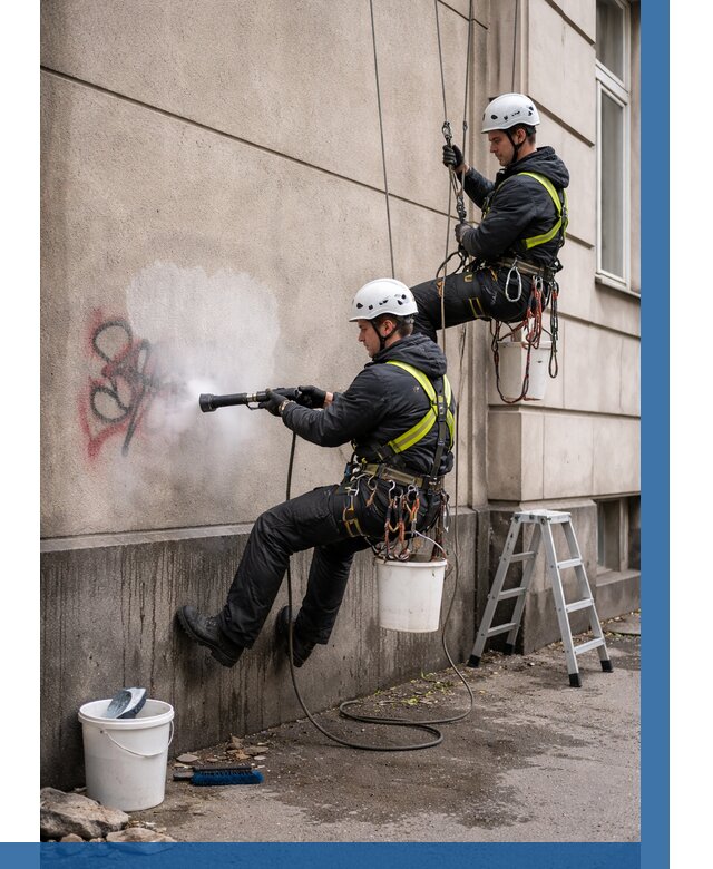 Удаление граффити с фасада в Москве от 4591 р. | ВЫСОТНИКМск