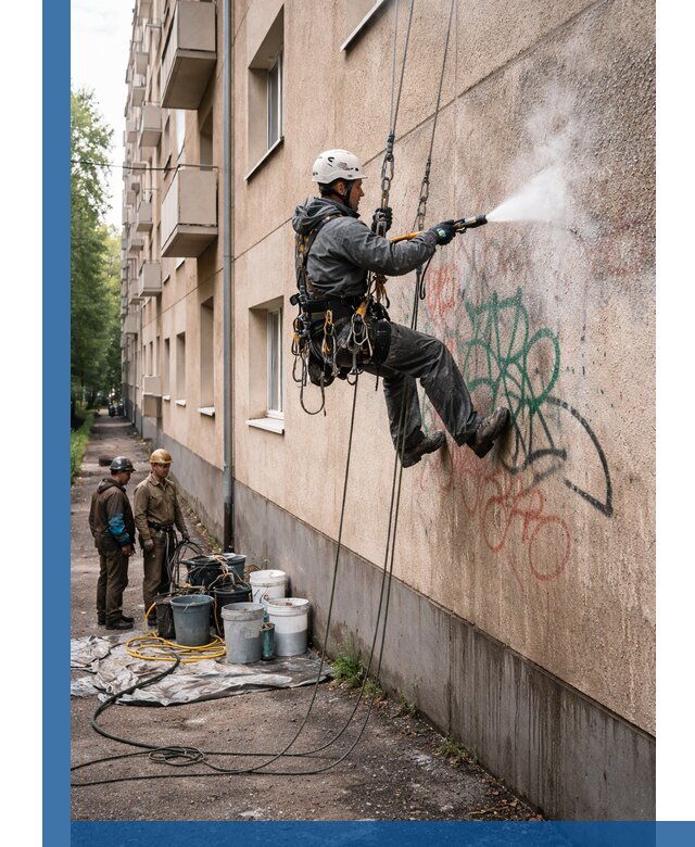 Удаление граффити с фасада в Москве без следов и повреждений