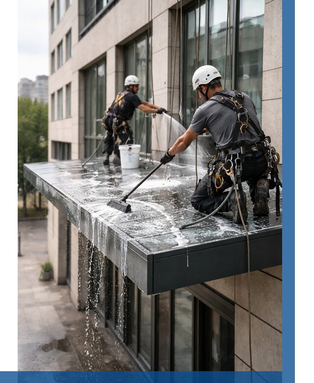 Мойка козырьков и навесов в Москве от 3571 р. | ВЫСОТНИКМск