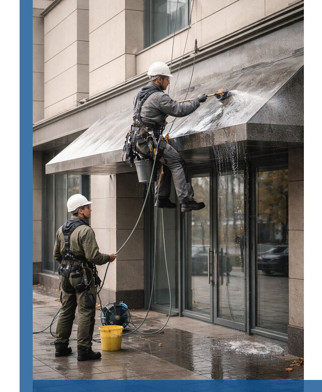 Профессиональная мойка козырьков и навесов в Москве