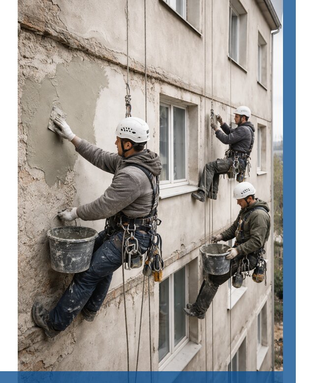 Ремонт штукатурного фасада в Москве от 765 р. под ключ | ВЫСОТНИКМск