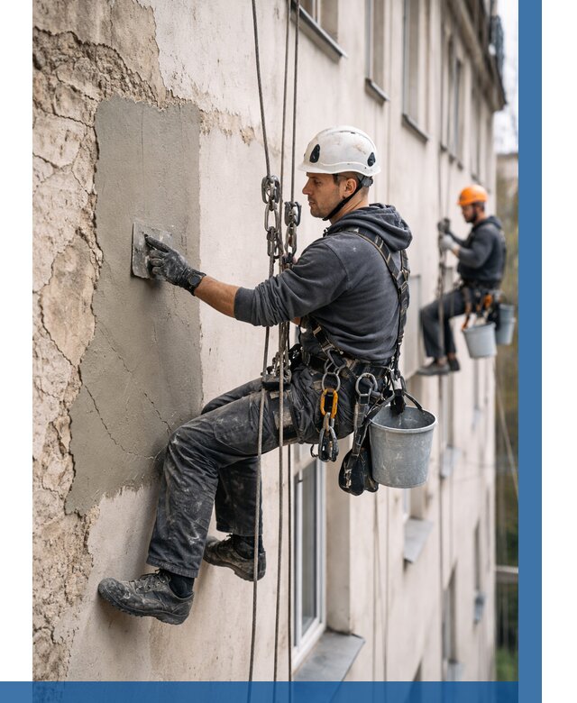 Восстановление штукатурки фасада в Москве от 1224 р. | ВЫСОТНИКМск