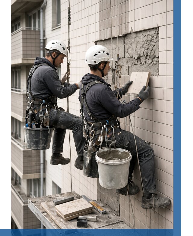 Ремонт облицовки фасада плиткой в Москве от 1836 р. | ВЫСОТНИКМск