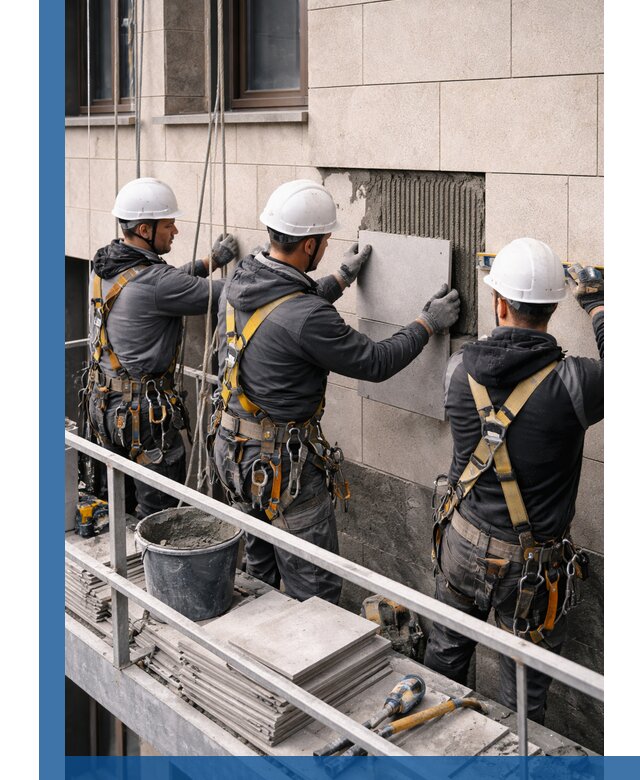 Ремонт облицовки фасада плиткой в Москве с гарантией