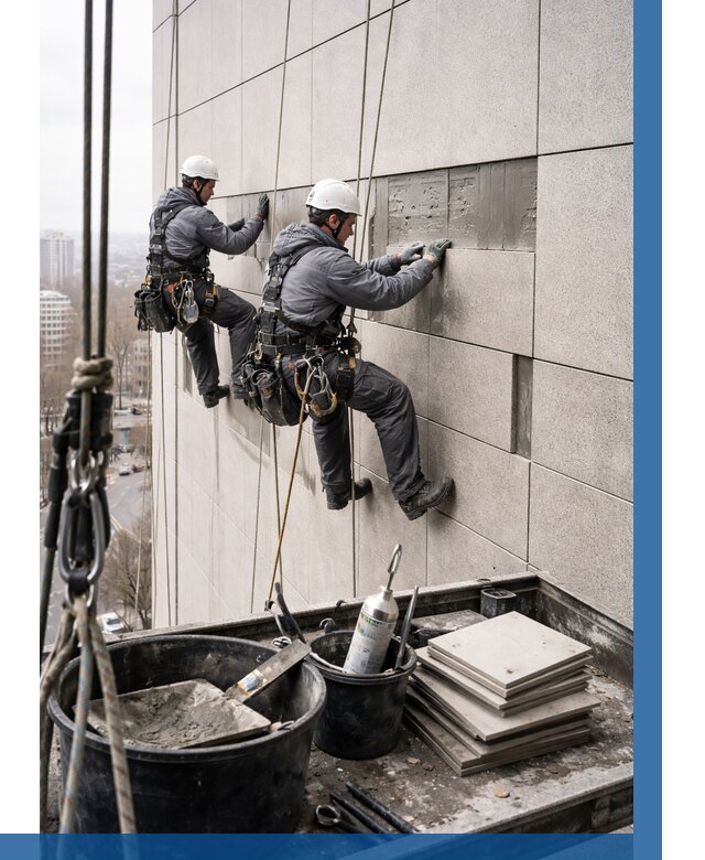 Ремонт фасада из керамогранита в Москве от 2551 р. | ВЫСОТНИКМск