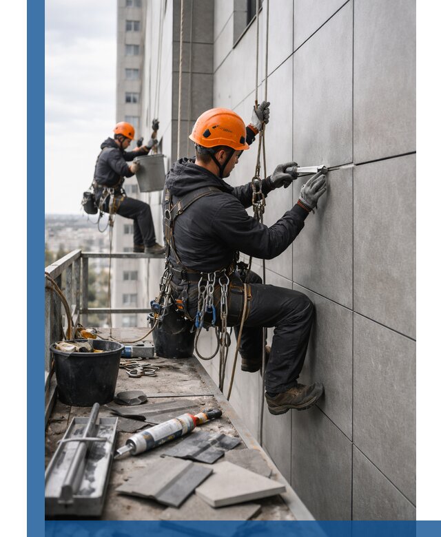 Профессиональный ремонт фасада из керамогранита в Москве