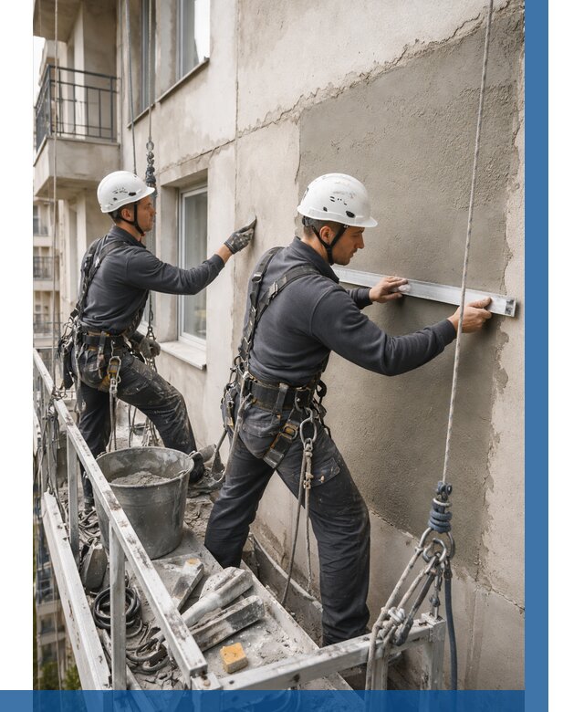 Штукатурка фасада на высоте в Москве от 918 р. | ВЫСОТНИКМск