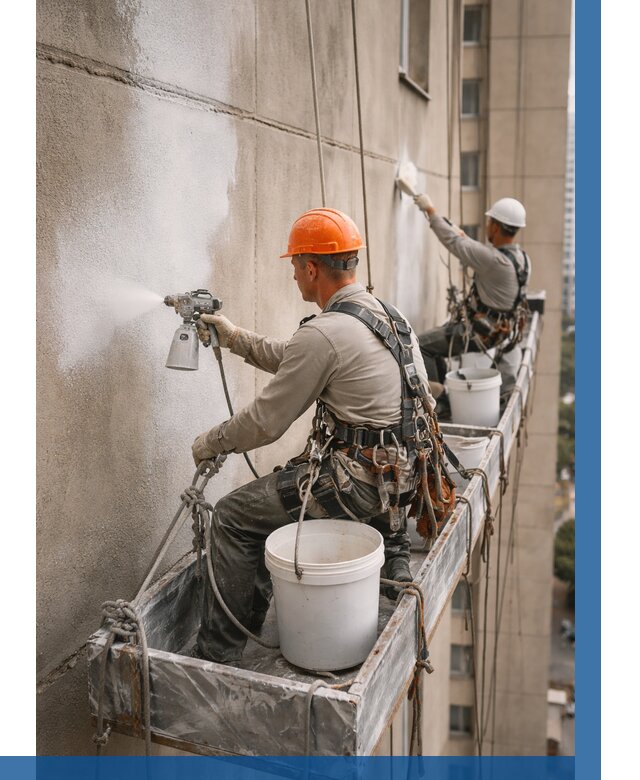 Грунтовка фасада на высоте в Москве от 122 р. | ВЫСОТНИКМск