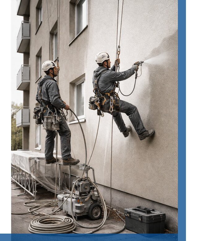 Безвоздушная покраска фасада в Москве от 224 р/м² | ВЫСОТНИКМск