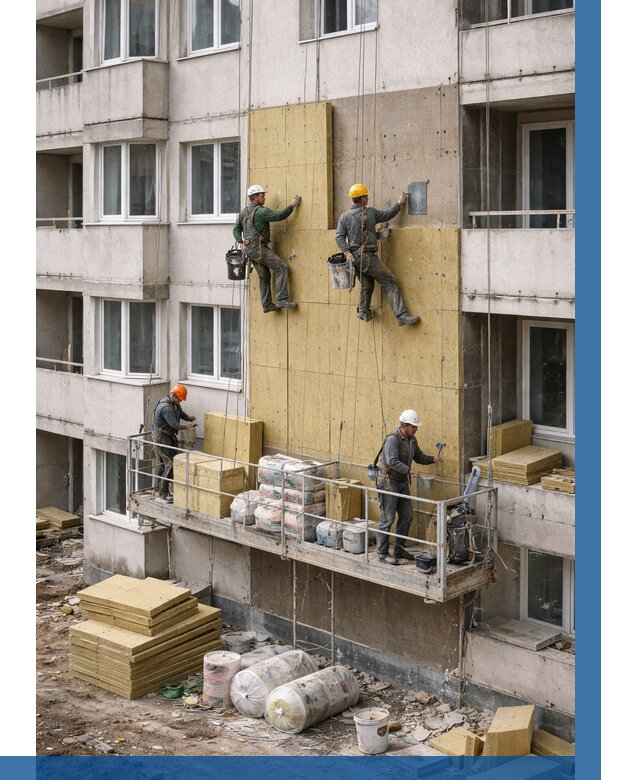 Утепление фасада минватой в Москве от 1530 р. | ВЫСОТНИКМск