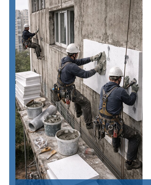 Утепление фасада пенополистиролом в Москве под ключ