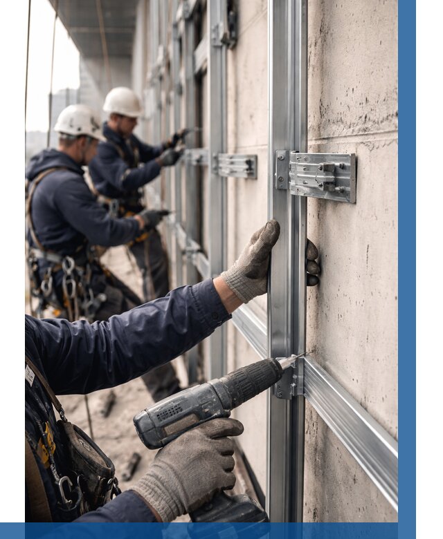 Монтаж подсистемы вентфасада в Москве от 867 р. | ВЫСОТНИКМск