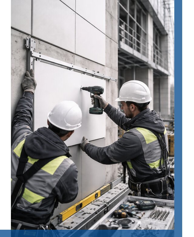 Монтаж композитных панелей фасада в Москве от 2551 р. | ВЫСОТНИКМск