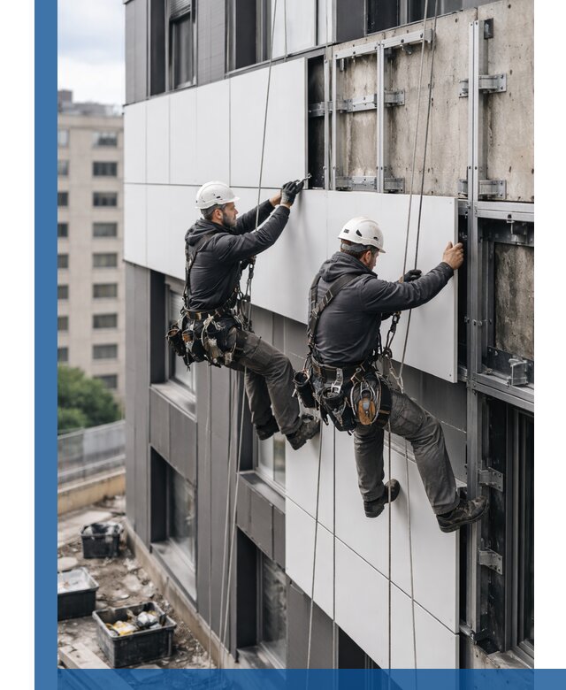Монтаж композитных панелей фасада в Москве под ключ