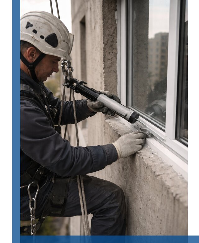 Герметизация оконных швов снаружи в Москве профессионально