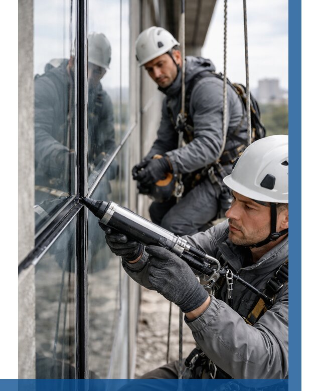 Герметизация витражных швов в Москве от 663 р. | ВЫСОТНИКМск