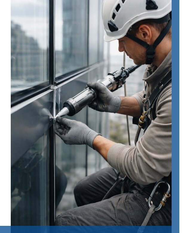 Герметизация стыков витража в Москве от 1224 р. | ВЫСОТНИКМск