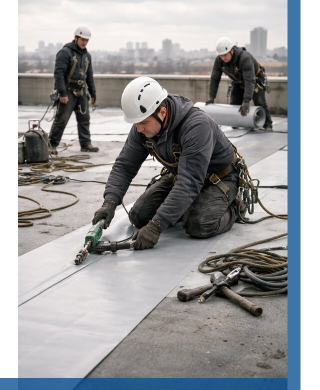 Ремонт мембранной кровли в Москве от 1836 р./м2 | ВЫСОТНИКМск