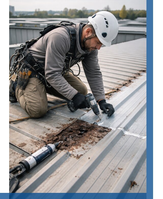 Ремонт профнастила на кровле в Москве от 714 р. | ВЫСОТНИКМск