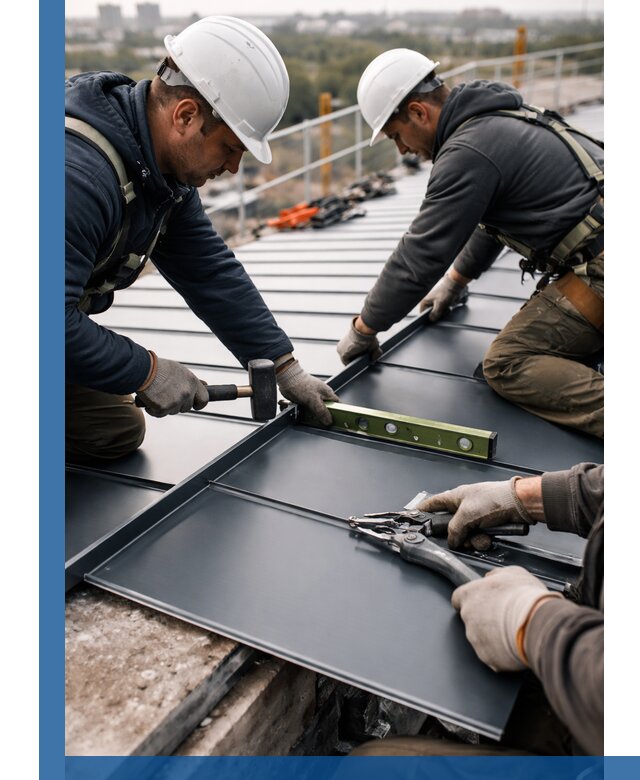 Монтаж фальцевой кровли в Москве для промышленных зданий