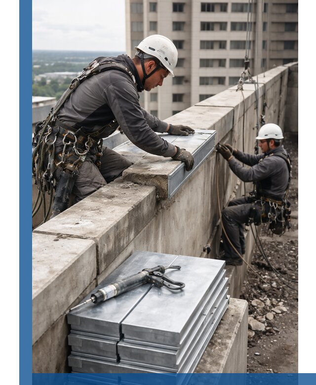 Замена парапетных крышек и установка новых в Москве