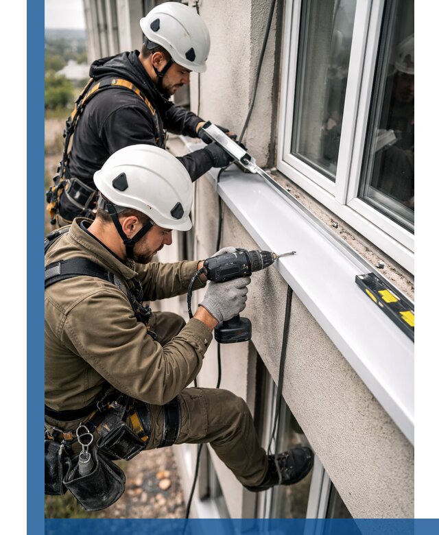 Профессиональный монтаж оконных отливов и отведения воды в Москве