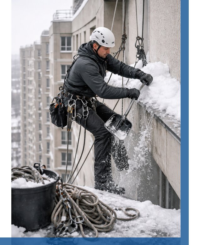 Очистка карнизов от снега в Москве от 306 р. | ВЫСОТНИКМск