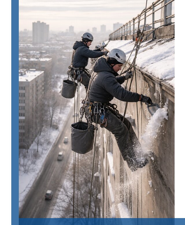 Очистка карнизов от снега в Москве профессионально и безопасно