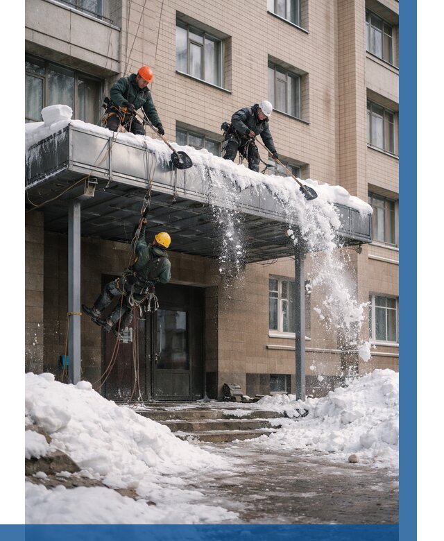 Очистка козырьков от снега в Москве от 3571 р. | ВЫСОТНИКМск