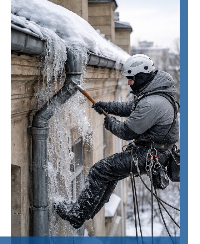 Очистка водостоков от льда в Москве от 3571 р. | ВЫСОТНИКМск