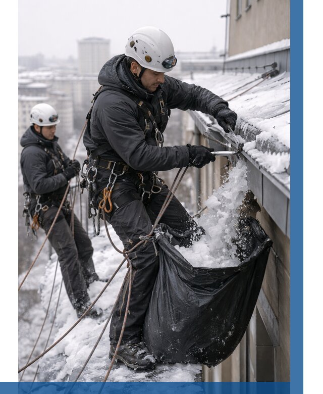 Аварийная очистка крыши в Москве под ключ от 306 р. | ВЫСОТНИКМск