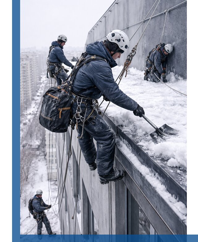 Абонентское обслуживание кровли зимой в Москве регулярный уход