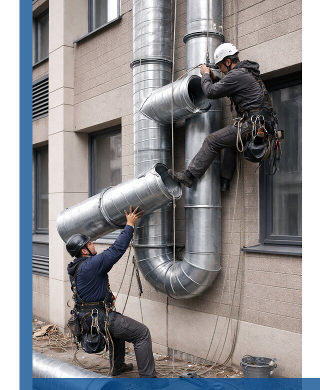 Монтаж фасадных воздуховодов в Москве с герметизацией и крепежом