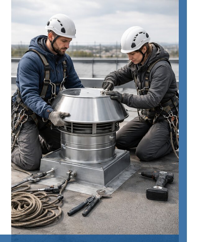 Установка дефлекторов на кровле в Москве от 4591 р. | ВЫСОТНИКМск