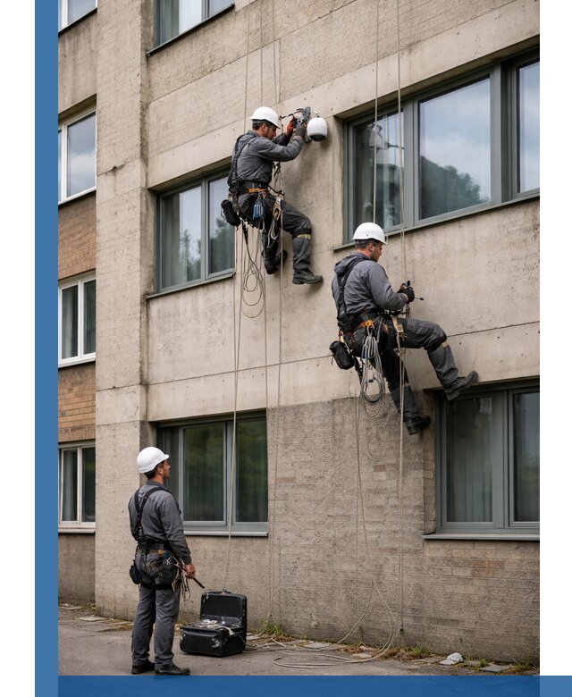 Монтаж фасадных камер видеонаблюдения в Москве под ключ