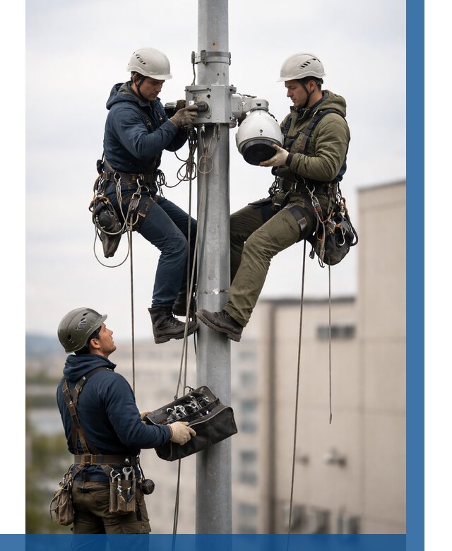 Установка видеокамер на мачте в Москве от 8672 р. | ВЫСОТНИКМск