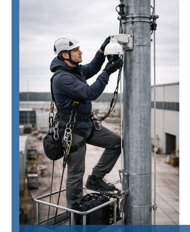 Профессиональная установка видеокамер на мачте в Москве
