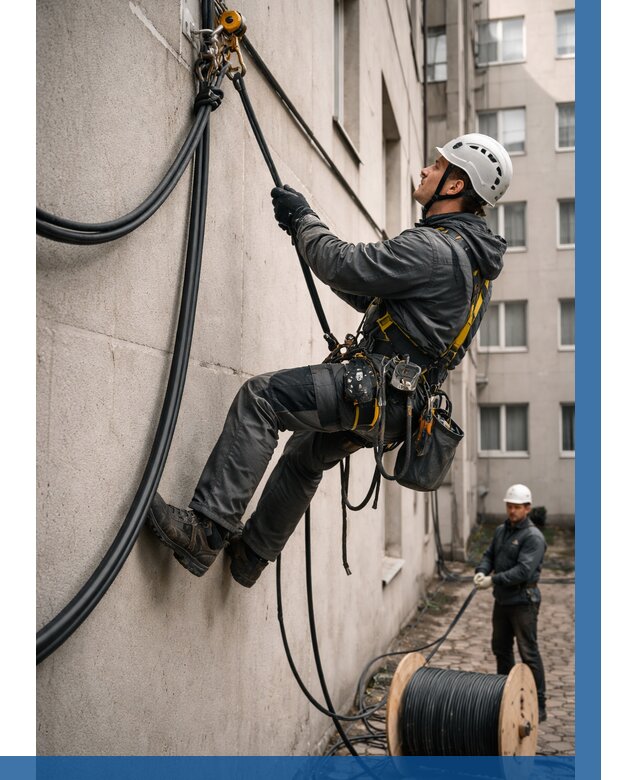 Протяжка кабеля питания на высоте в Москве от 459 р. | ВЫСОТНИКМск