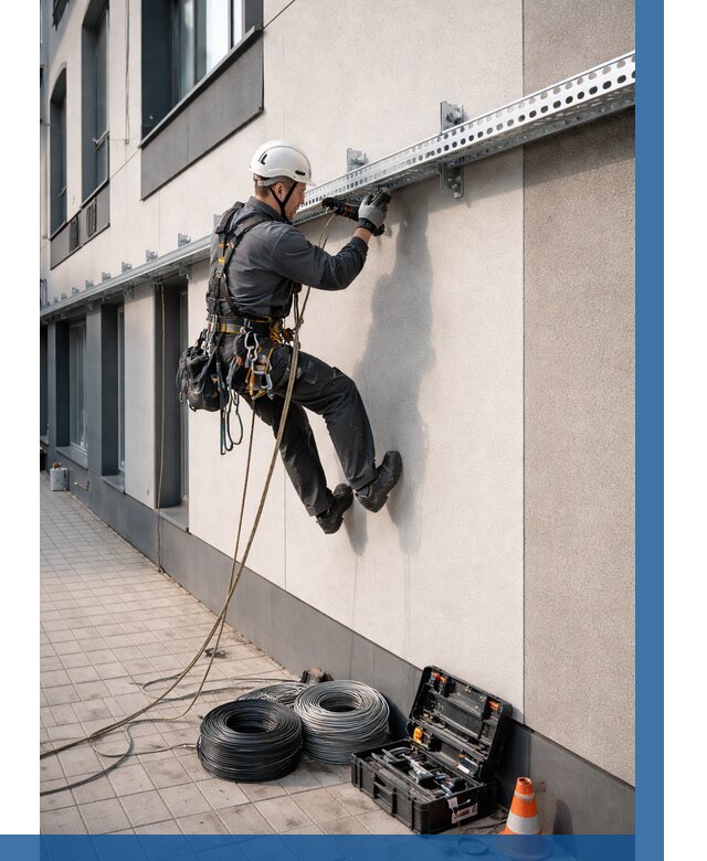 Монтаж кабельных лотков на фасаде в Москве от 1224 р. | ВЫСОТНИКМск