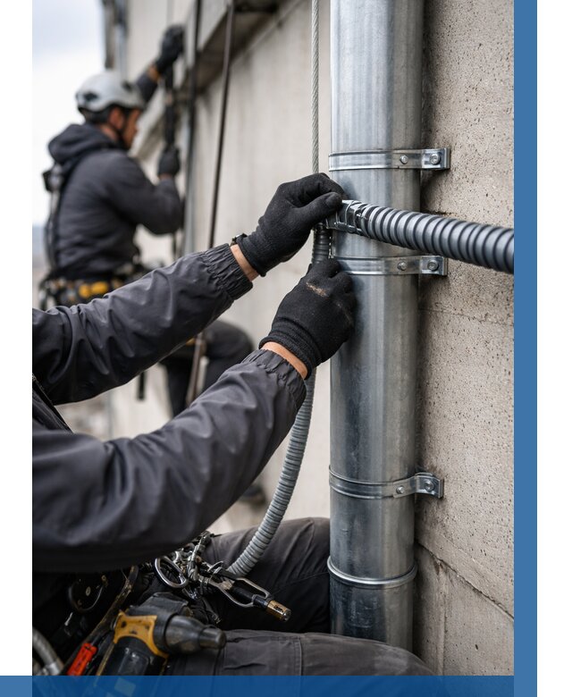 Монтаж гофры для кабеля в Москве от 306 р. | ВЫСОТНИКМск