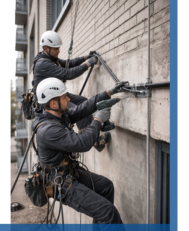 Крепление кабеля на фасаде в Москве от 357 р. | ВЫСОТНИКМск