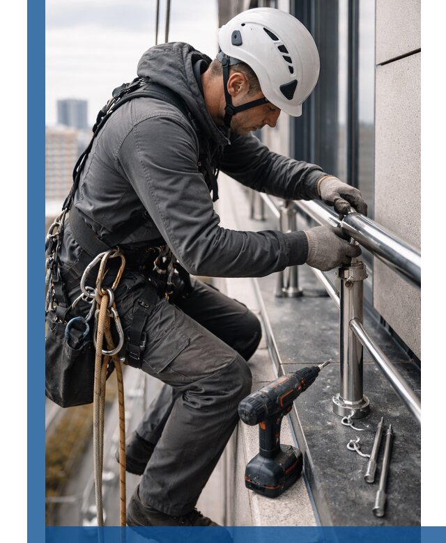 Монтаж ограждений на высоте в Москве для зданий и конструкций