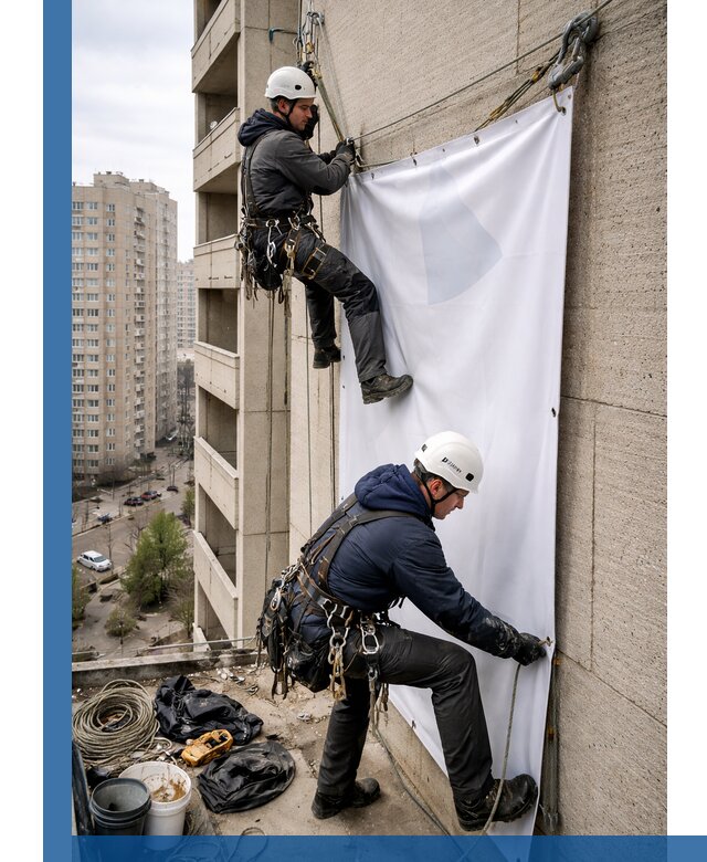 Профессиональный монтаж баннеров на фасаде в Москве
