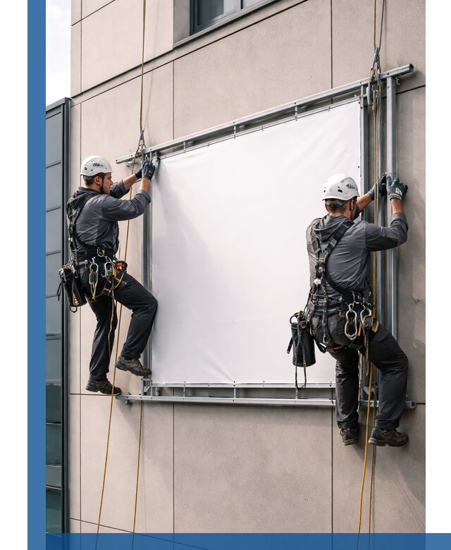Монтаж наружной рекламной вывески в Москве под ключ