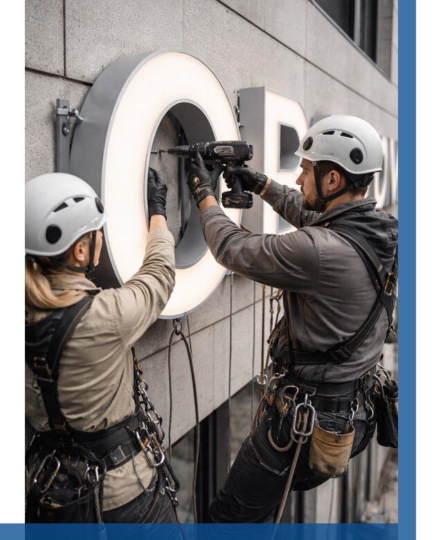 Монтаж световых букв в Москве от 3061 р. под ключ ВЫСОТНИКМск