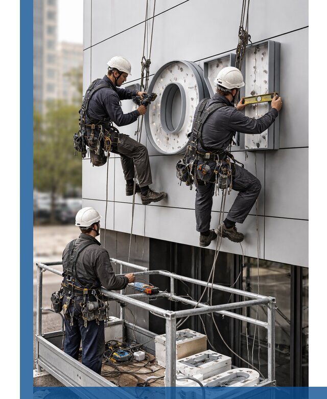 Профессиональный монтаж световых букв в Москве под ключ