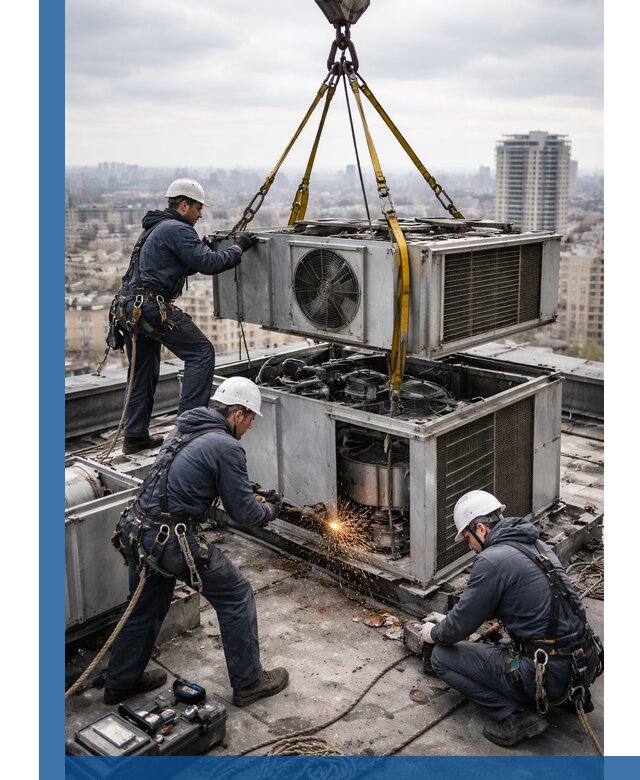 Демонтаж крышной установки в Москве любой сложности